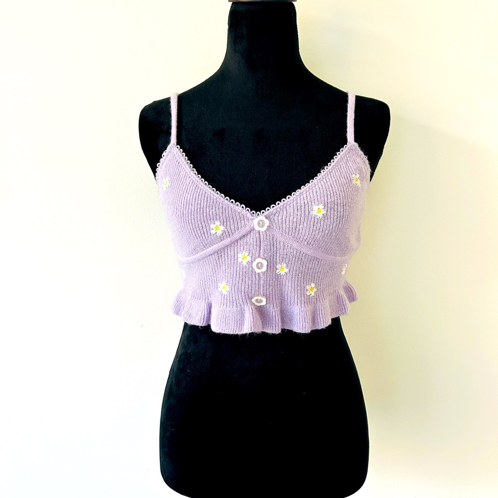 For Love & Lemons lavender top, size M, excellent condition